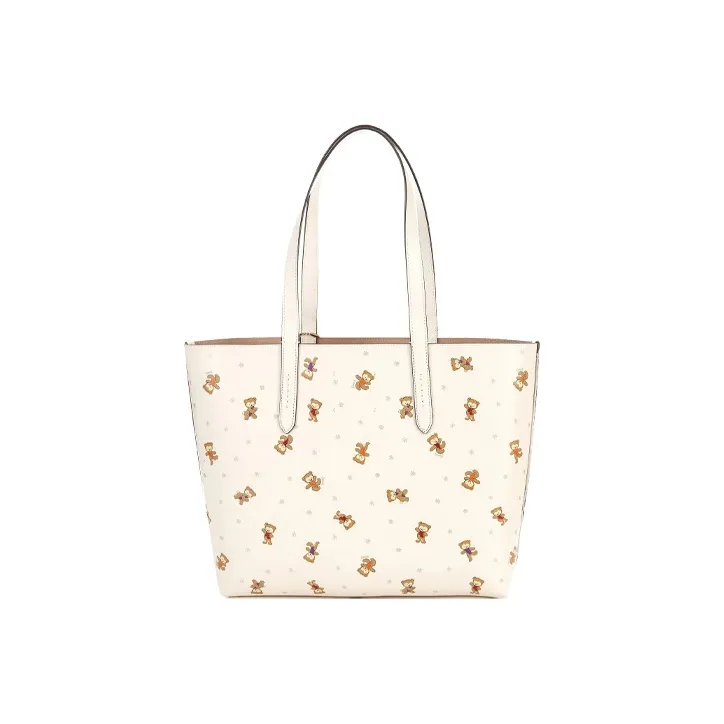 COACH Highline Pebbled Leather Tote Bag, Shopping Bag, Handbag, Shoulder Bag Women's Print White-1