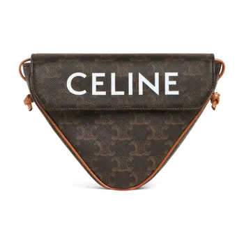 CELINE Cow Leather Triangle Bag Shoulder Bag Crossbody Bag Small Size Women's Tawny