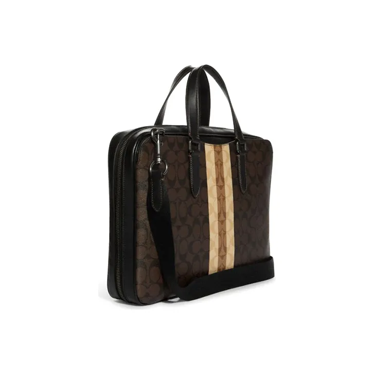 COACH Calfskin PVC Crossbody Bag, Handbag Regular Men's Brown Monogram-1
