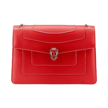 BVLGARI Serpenti Forever Calfskin Shoulder Bag Women's Rouge Jade