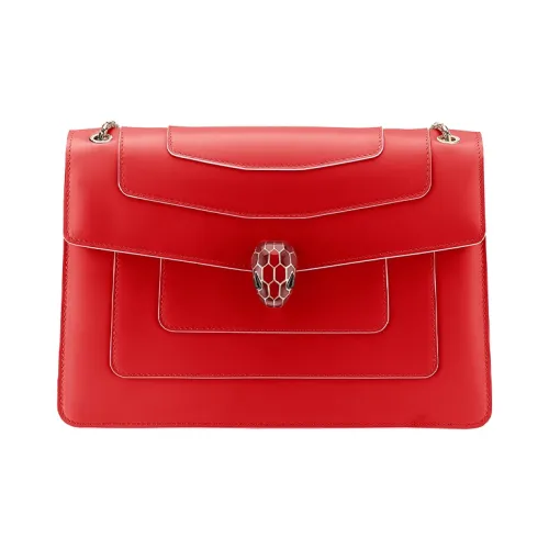BVLGARI Serpenti Forever Calfskin Shoulder Bag Women's Rouge Jade