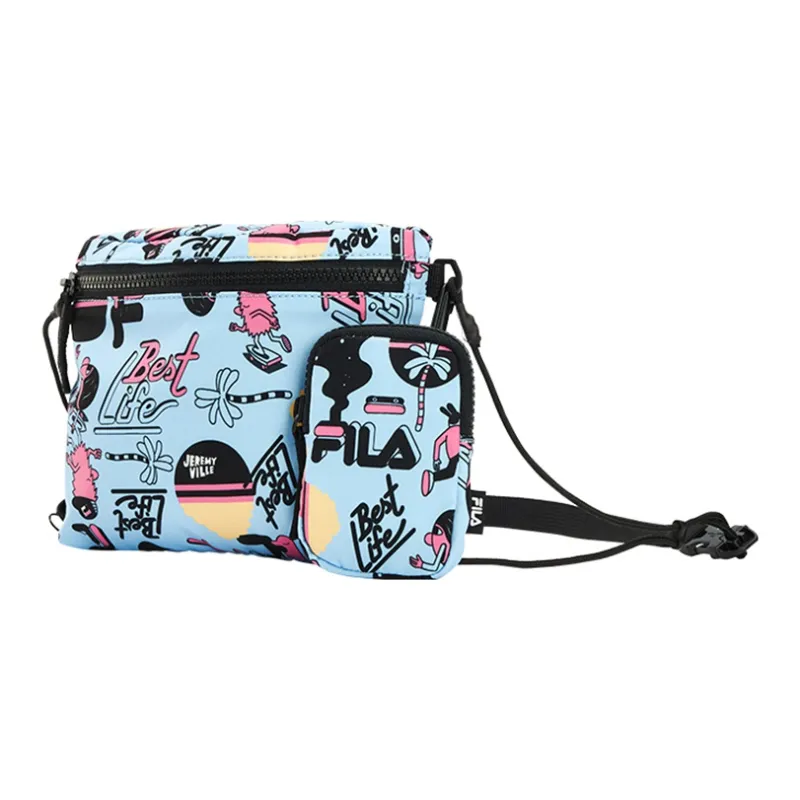 FILA FUSION White Mountaineering Collaboration Fabric Shoulder Bag, Crossbody Bag Regular Unisex Light Pale Blue-1