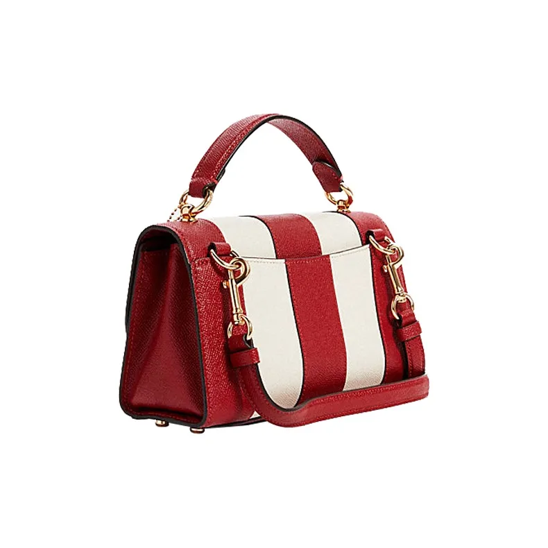 COACH Leather Shoulder Bag Crossbody Bag Handbag Small Size Women's Red White-1