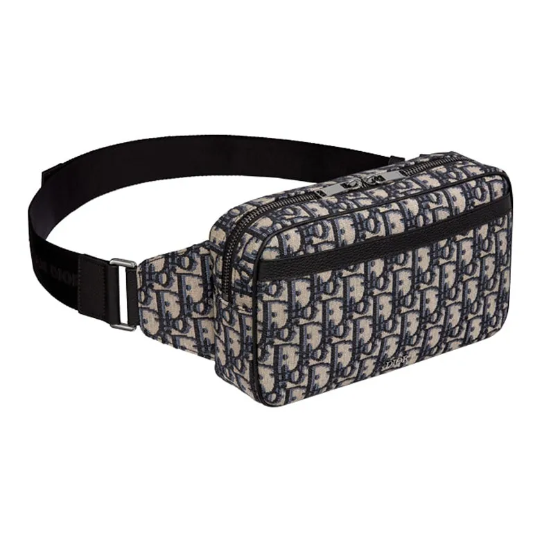 DIOR Cow Leather Fanny Pack Men's Blue/Black-1