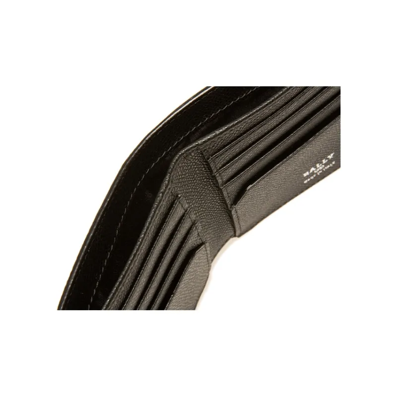 BALLY Cow Leather Leather Clip Zero Wallet Wallet Men's Black-4