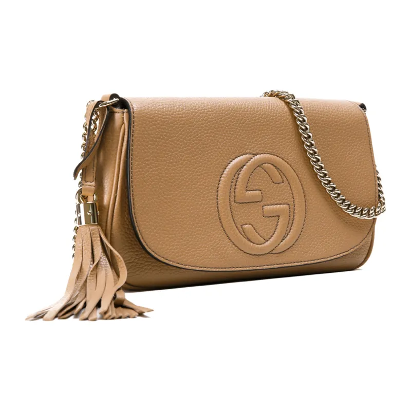 GUCCI Leather Crossbody Bag, Shoulder Bag Women's Yellow-1