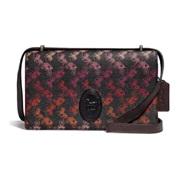 COACH Camille Leather Small Square Bag, Crossbody Bag, Shoulder Bag Women's Red Brown