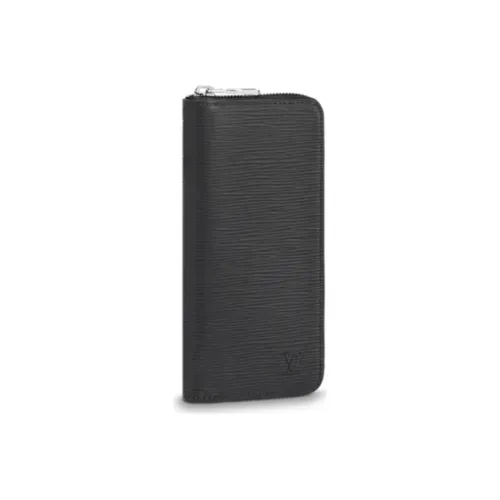 LOUIS VUITTON Zippy Leather Wallets Men's Black