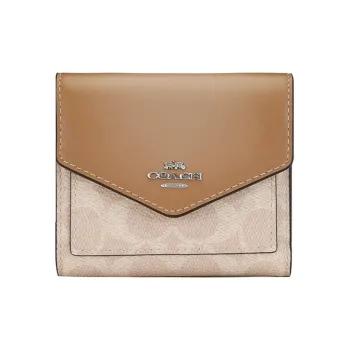 COACH Wallet Canvas Envelope Bag Clutch Wallet Small Size Women's Taupe