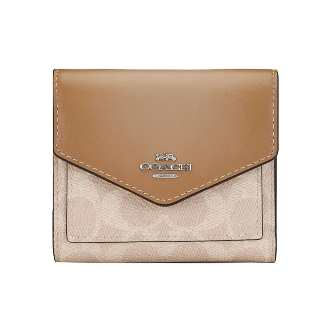 COACH Canvas Envelope Bag Clutch Wallet Trumpets Women's Taupe-0