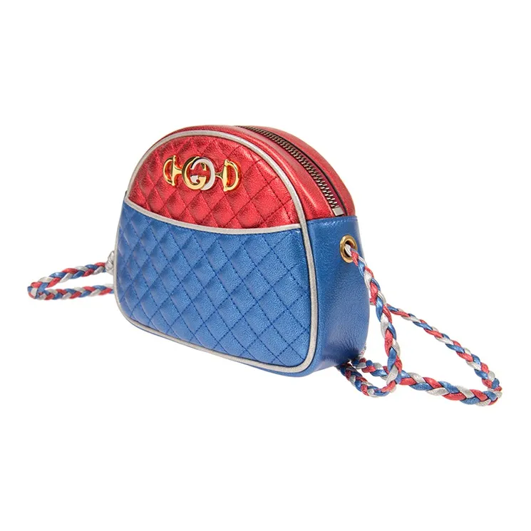 GUCCI Cow Leather Shoulder Bag Crossbody Bag Mini Women's Red/Blue/Silver-1