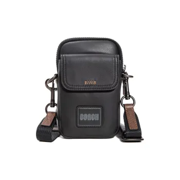 COACH Pacer Leather Cell Phone Pouch Wallet Shoulder Bag Crossbody Bag Small Size Men's Black