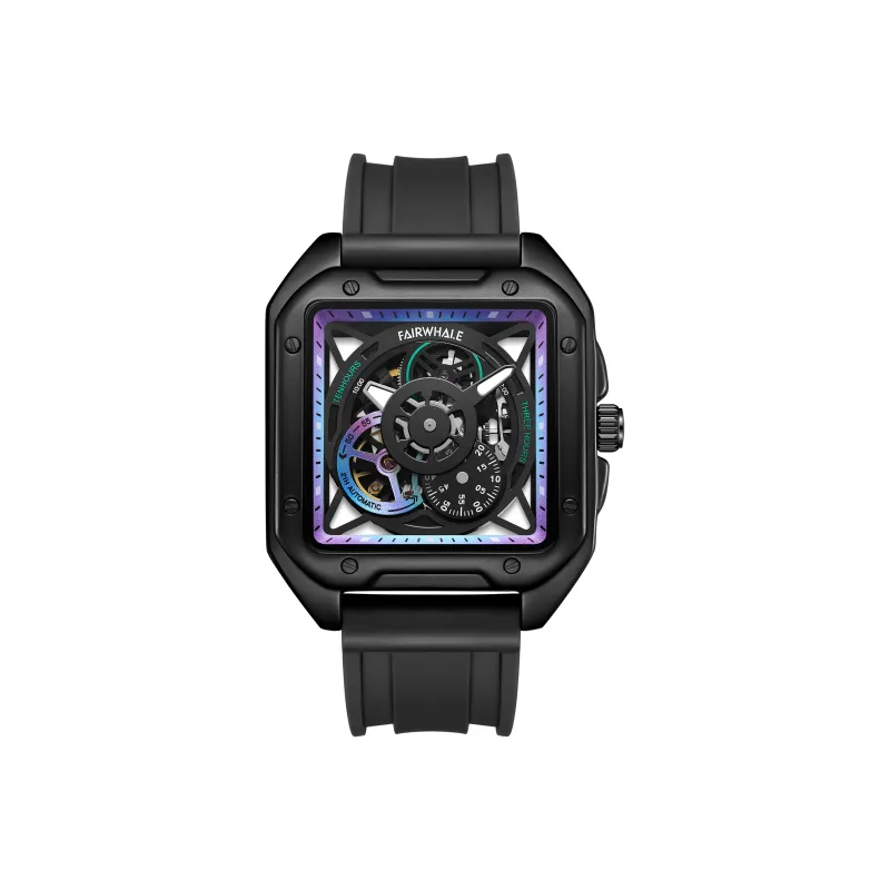 FAIRWHALE Starlight Collection Automatic Mechanical Movement Silicone Strap Watch Men's Watches Blue Dial-0