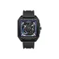 Black Case Blue Dial Vinyl Strap