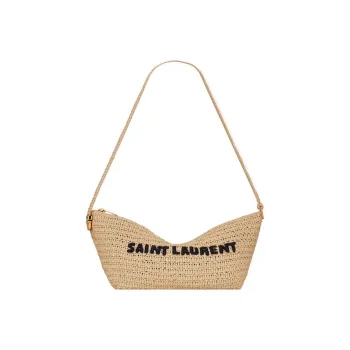 SAINT LAURENT TUC Faux Straw Woven Portable Crossbody Bag Shoulder Bag Women's Yellow