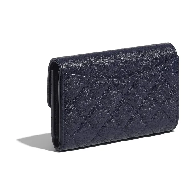 CHANEL Classic Flap CF Grain Embossed Calfskin Card Holder Women's Marine Blue-1