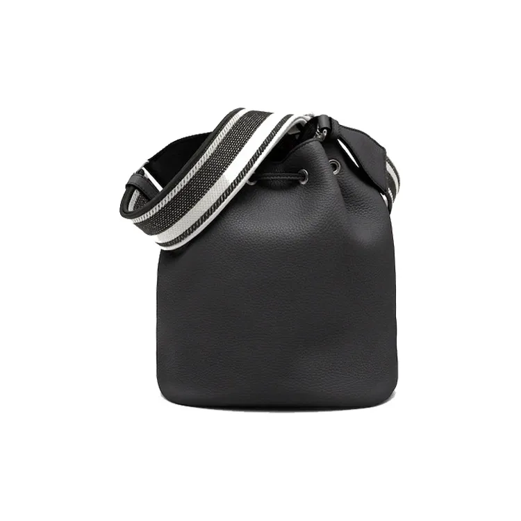 PRADA Leather Bucket Bag Crossbody Bag Women's Black-1