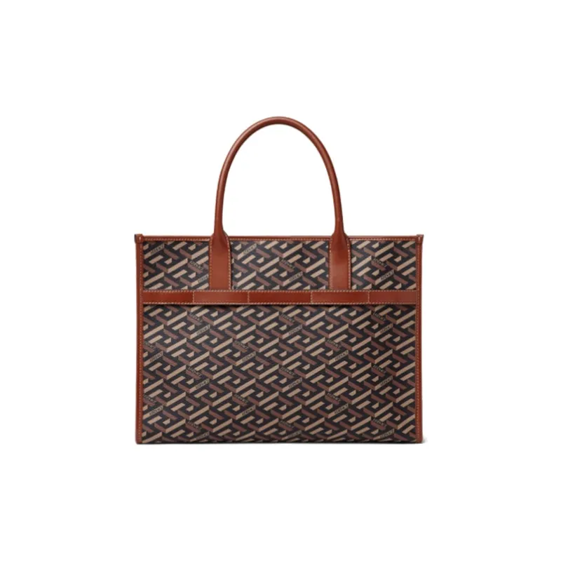 VERSACE Canvas Tote Bag Shopping Bag Handbag Unisex Brown-2
