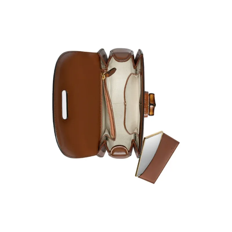 GUCCI Leather Shoulder Bag, Crossbody Bag, Handbag Trumpets Women's Brown-5