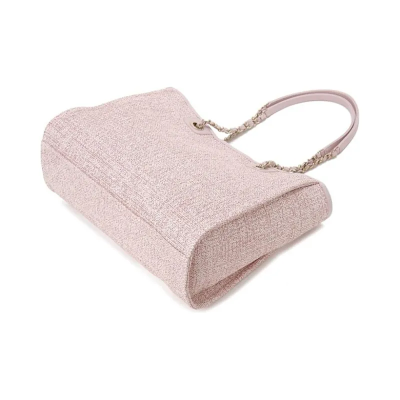 CHANEL Canvas Beach Bag, Tote Bag, Shopping Bag, Canvas Bag, One Shoulder Handbag Women's Pink-1