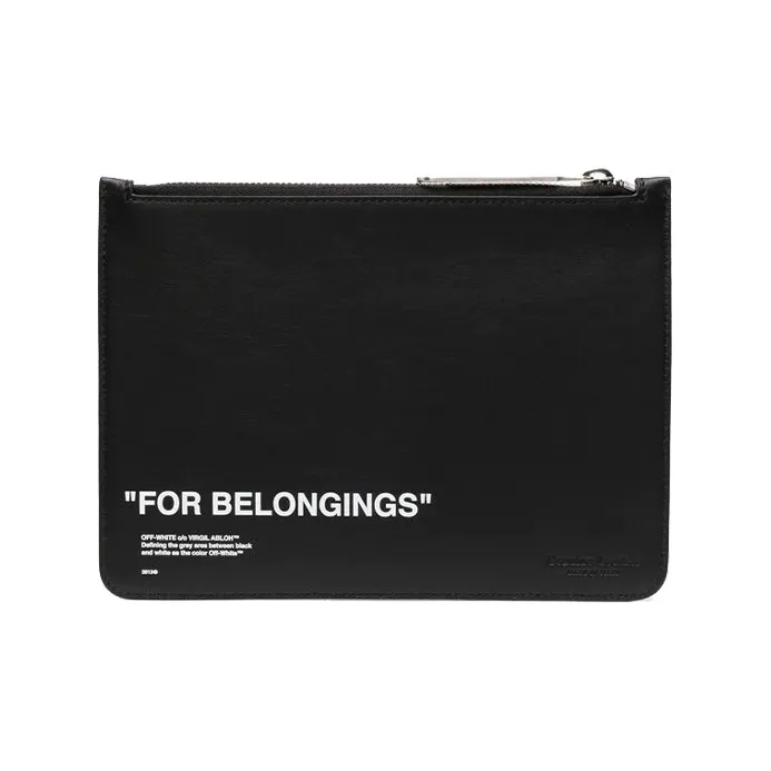OFF-WHITE Leather Envelope Bag Wallet Mahjong Bag Clutch Regular Men's Black-1