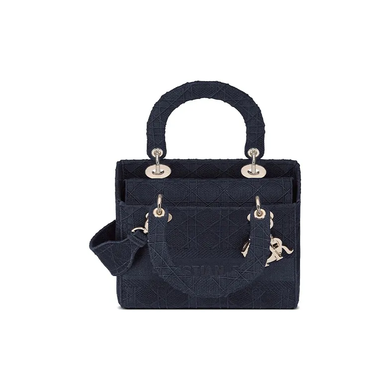 DIOR Lady Dior Metal Daisie Bag Handbag Shoulder Bag Crossbody Bag Medium Size Women's Dark Denim Blue-2