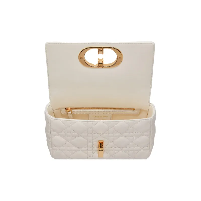 DIOR Caro Soft Calfskin Crossbody Bag, Shoulder Bag Women's White-2