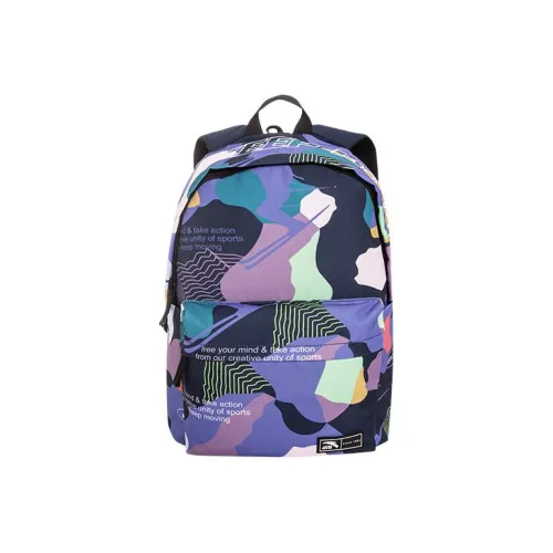 Anta Cotton Blend Fabric Backpack Unisex Bright Moon Blue