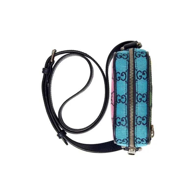 GUCCI Canvas With Leather Cell Phone Pouch, Shoulder Bag, Crossbody Bag Unisex Multicolor-3