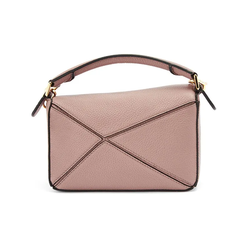 LOEWE Puzzle Goatskin Geometric Bag Puzzle Bag Shoulder Bag Crossbody Bag Handbag Mini Women's Deep Blush Color-3