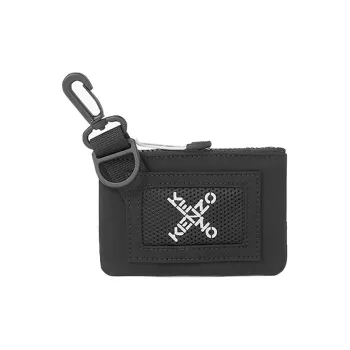 KENZO Letter Logo Fabric Coin Purse, Clutch Small Size Unisex Black