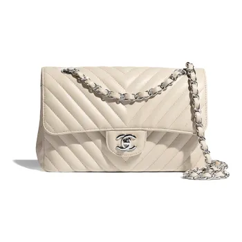 CHANEL Classic Flap CF Lambskin Crossbody Bags Women's Beige