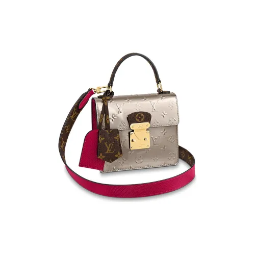 LOUIS VUITTON Cow Leather Shoulder Bag Women's Metallic Champagne Gray