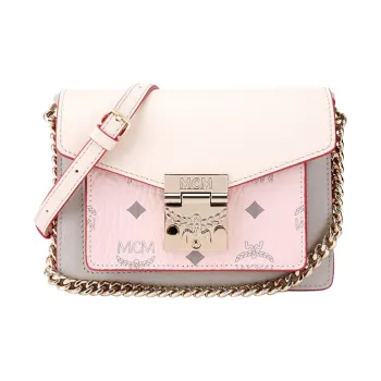 MCM Patricia Visetos Cow Leather Handbag, Shoulder Bag, Crossbody Bag Mini Women's Pink Multicolor