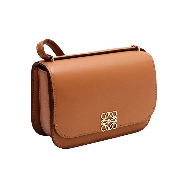 LOEWE Goya Silk Calfskin Portable One Shoulder Crossbody Clutches Small Size Women's Brown-1