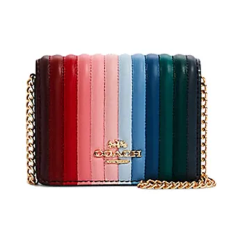 COACH Chain Quilted Cow Leather Shoulder Bag Crossbody Bag Chain Wallet Small Size Women's Candy Pink