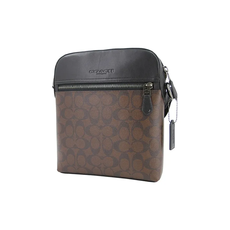COACH Houston PVC Small Square Bag Shoulder Bag Crossbody Bag Small Size Men's Brown & Black-1