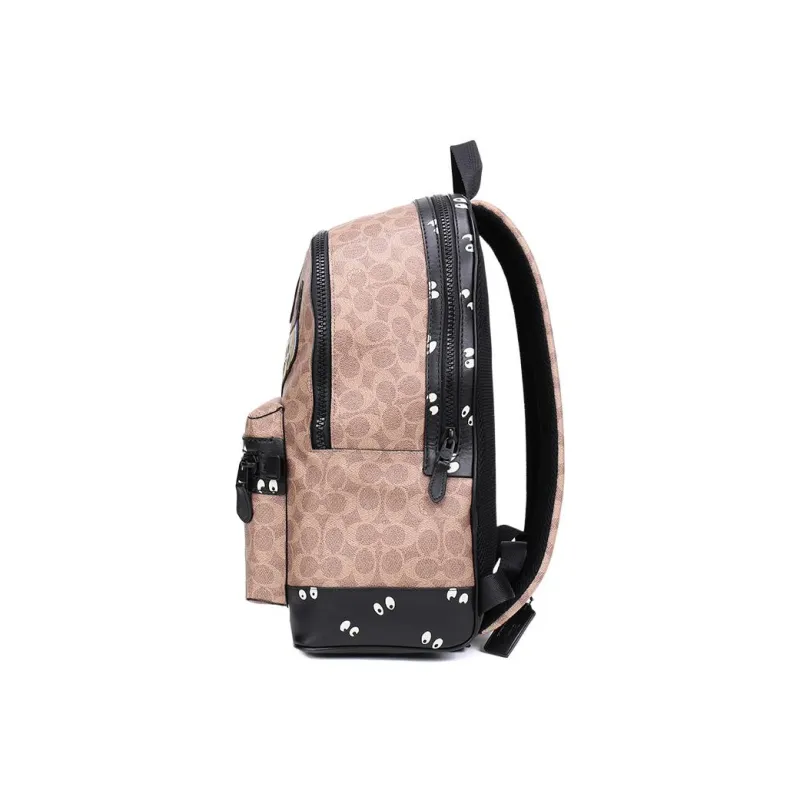 COACH Academy Canvas Backpack Large Size Unisex Khaki Monogram-3