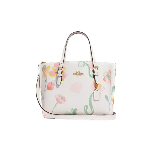 COACH Mollie 25 Leather Tote Bag, Shopping Bag, Shoulder Bag Medium Size Women's Ecru