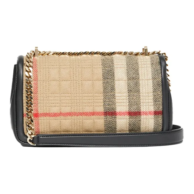 Burberry Lola Bag Quilted Silk Velvet Crossbody Bags Shoulder Bags Women's Beige-4