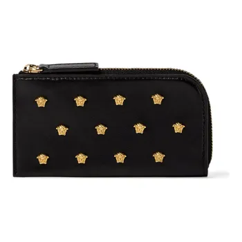 VERSACE Leather Card Holders Clutches Wallets Men's Black