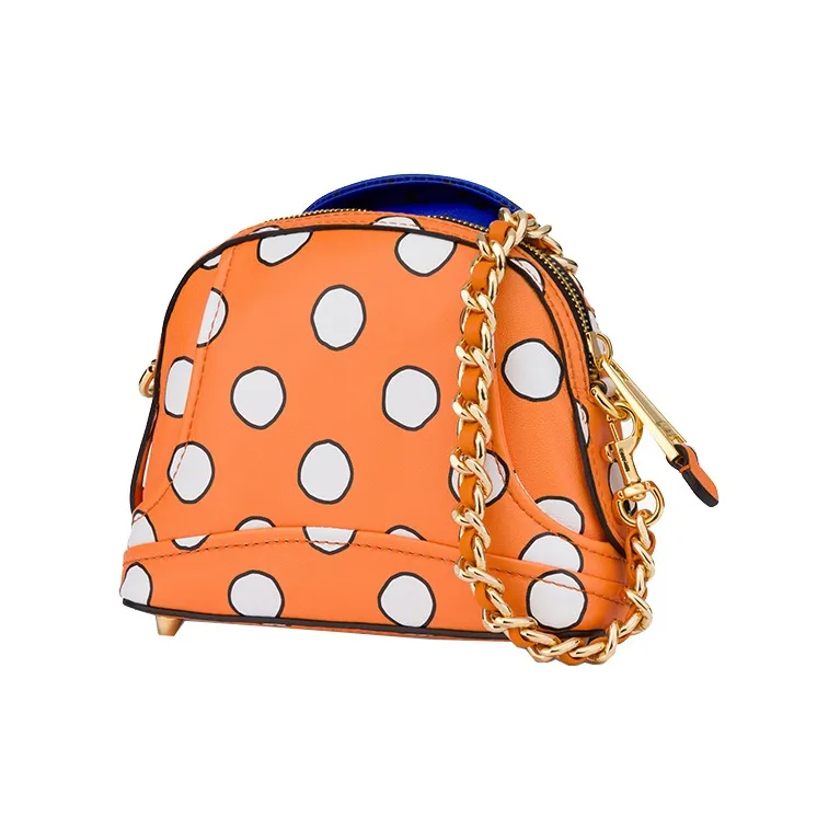 MOSCHINO Sheepskin Shoulder Bag Trumpets Women's Orange & Blue-2