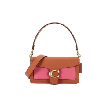 COACH Leather Shoulder Bag Wine God Single Shoulder Handbag Medium Size Women's Dirty Orange Watermelon Red