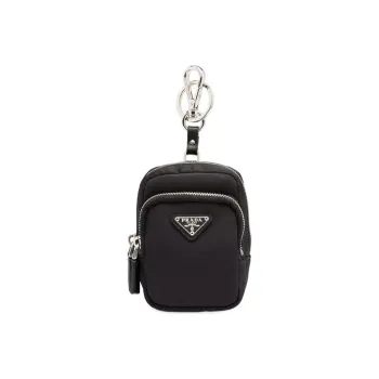 PRADA Nylon And Saffiano Leather Coin Purse Unisex Black