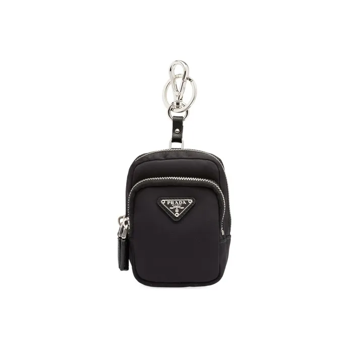 PRADA Nylon And Saffiano Leather Coin Purse Unisex Black-0
