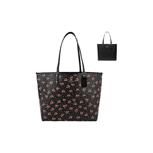 COACH Artificial Leather Tote Bag Shopping Bag Handbag Shoulder Bags Women's Black