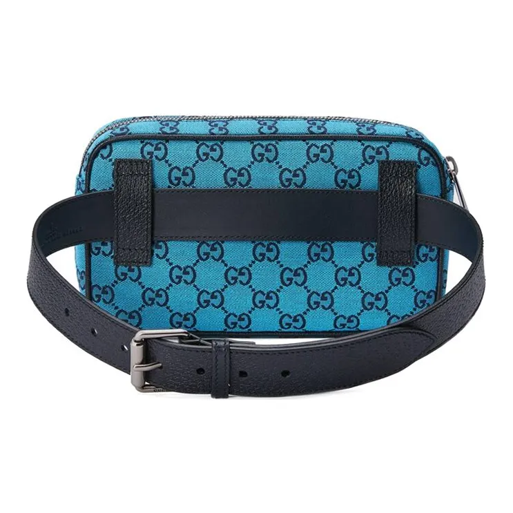 GUCCI GG Multicolor Canvas With Leather Canvas Bag Sling Bag Fanny Pack Unisex Blue/Dark Blue-3