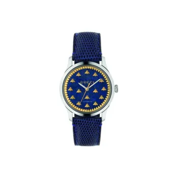 GUCCI G Timeless Collection Wrist Watch Automatic Mechanical Movement Genuine Leather Strap Blue Dial Men's Watches