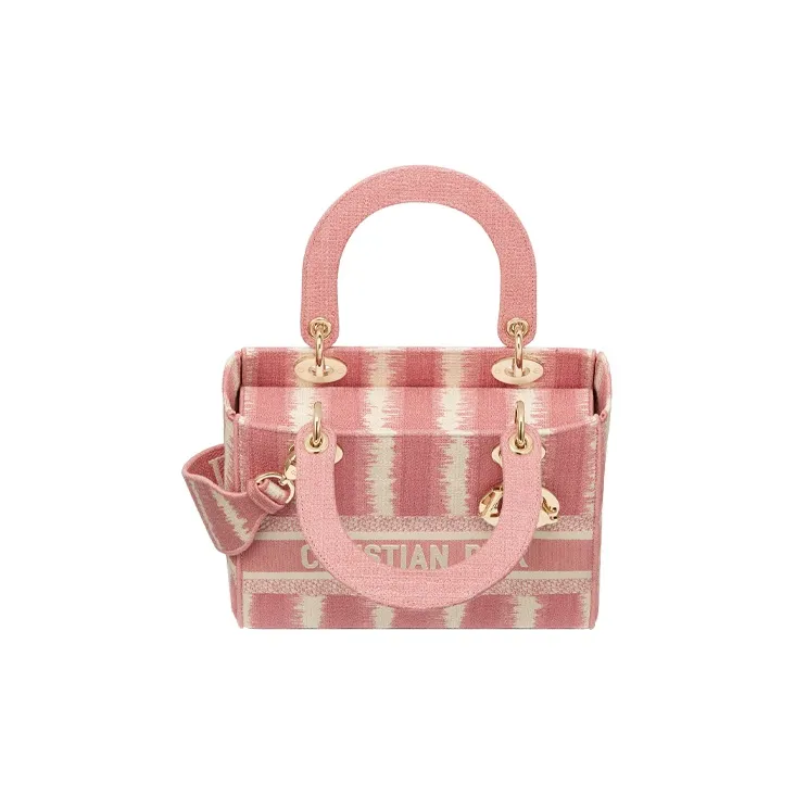 DIOR Lady Dior Embroidery Lady Dior Bag, One Shoulder Handbag Medium Size Women's Pink-2