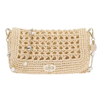 MIU MIU Raffia Crossbody Bag Shoulder Bag Women's Beige